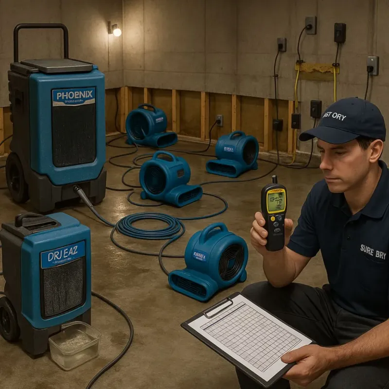 Structural Drying and Dehumidification process in Pasadena, CA